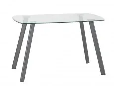 Seconique Seconique Abbey Glass Dining Table and 4 Grey Faux Leather Chairs