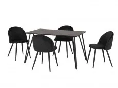 Seconique Seconique Marlow Black Marble Effect Dining Table and 4 Black Velvet Chairs