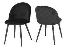 Seconique Seconique Marlow Black Velvet Set of 4 Dining Chairs