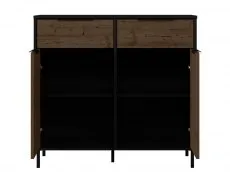 Seconique Seconique Madrid Acacia and Black 2 Door 2 Drawer Sideboard