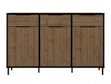 Seconique Seconique Madrid Acacia and Black 3 Door 3 Drawer Sideboard