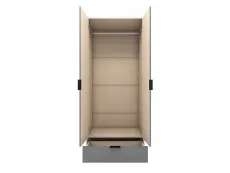 Seconique Seconique Madrid Grey Gloss and White 2 Door 1 Drawer Mirrored Wardrobe