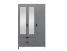 Seconique Seconique Madrid Grey Gloss and White 3 Door 2 Drawer Mirrored Wardrobe