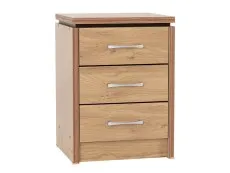 Seconique Seconique Charles Oak 3 Drawer Bedside Table