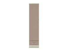 Seconique Seconique Nevada Oyster Gloss and Oak 1 Door 1 Drawer Wardrobe