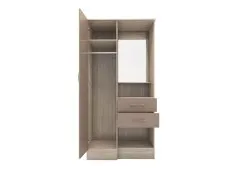 Seconique Seconique Nevada Oyster Gloss and Oak 1 Door 2 Drawer Mirrored Wardrobe