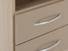 Seconique Seconique Nevada Oyster Gloss and Oak 2 Drawer Bedside Table