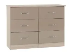 Seconique Seconique Nevada Oyster Gloss and Oak 3+3 Drawer Chest of Drawers