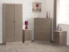 Seconique Seconique Nevada Oyster Gloss and Oak 4 Piece Bedroom Furniture Package