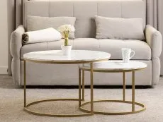 Seconique Seconique Dallas Marble Effect Round Nest of Tables