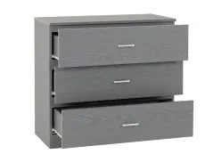 Seconique Seconique Felix Grey 3 Drawer Chest of Drawers