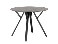 Seconique Seconique Athens Concrete Effect Round Dining Table with 4 Avery Grey Velvet Chairs