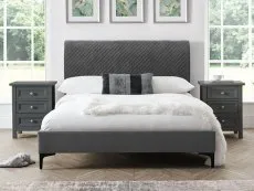 Julian Bowen Julian Bowen Sanderson Diamond 6ft Super King Size Grey Quilted Velvet Fabric Bed Frame