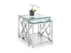 Julian Bowen Julian Bowen Miami Glass and Chrome Nest of Tables