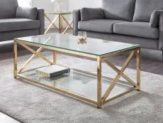 Julian Bowen Julian Bowen Miami Glass and Gold Coffee Table