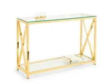 Julian Bowen Julian Bowen Miami Glass and Gold Console Table