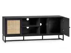 Julian Bowen Julian Bowen Padstow Black and Rattan 2 Door TV Cabinet