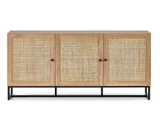 Julian Bowen Julian Bowen Padstow Rattan and Oak 3 Door Sideboard