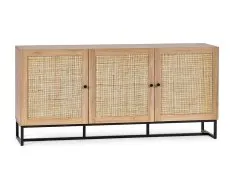 Julian Bowen Julian Bowen Padstow Rattan and Oak 3 Door Sideboard