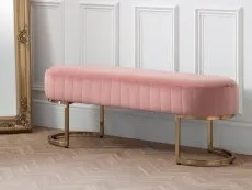 Julian Bowen Julian Bowen Harrogate Pink Velvet and Gold Fabric Bench