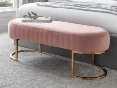 Julian Bowen Julian Bowen Harrogate Pink Velvet and Gold Fabric Bench