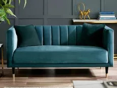 Julian Bowen Julian Bowen Salma Teal Velvet 2 Seater Sofa