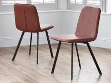 Julian Bowen Julian Bowen Goya Set of 2 Brown Faux Leather Dining Chairs