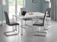 Julian Bowen Julian Bowen Positano 150cm White Marble and Chrome Dining Table