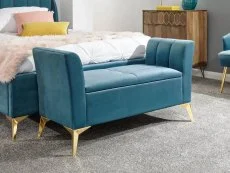 GFW Clearance - GFW Pettine Teal Fabric Ottoman Storage Bench