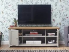 GFW Clearance - GFW Lancaster Grey And Oak 2 Door Large TV Cabinet