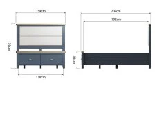 ASC ASC Hudson 4ft6 Double Oak and Blue Wooden 2 Drawer Bed Frame