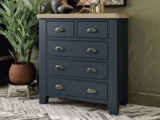 ASC ASC Hudson Oak and Blue 3+2 Drawer Chest of Drawers