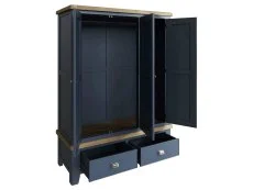 ASC ASC Hudson Oak and Blue 3 Door 2 Drawer Triple Wardrobe (Part Assembled)