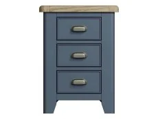 ASC ASC Hudson Oak and Blue 3 Drawer Large Bedside Table