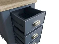 ASC ASC Hudson Oak and Blue 3 Drawer Large Bedside Table