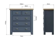 ASC ASC Hudson Oak and Blue 3+2 Drawer Chest of Drawers