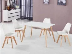 Seconique Seconique Bendal White and Beech Dining Table and 4 Chair Set