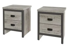 GFW GFW Boston Grey Wood Effect Pair of 2 Drawer Bedside Tables