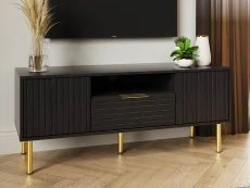 GFW GFW Nervata Black and Gold 2 Door 1 Drawer TV Cabinet