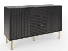 GFW GFW Nervata Black and Gold 2 Door 3 Drawer Sideboard