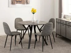 Seconique Seconique Athens Concrete Effect Round Dining Table and 4 Chair Set