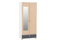 Seconique Seconique Brooklyn Grey and Oak 2 Door 1 Drawer Mirrored Wardrobe