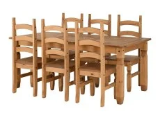 Seconique Seconique Corona Pine 182cm Dining Table and 6 Chair Set