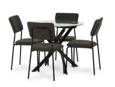 Seconique Seconique Sheldon Glass and Black Dining Table and 4 Grey Boucle Fabric Chairs