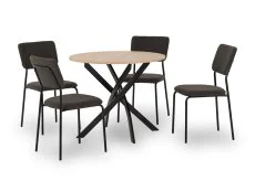 Seconique Seconique Sheldon Sonoma Oak Dining Table and 4 Grey Boucle Fabric Chairs