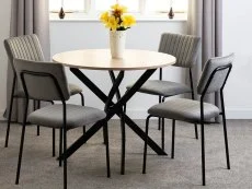 Seconique Seconique Sheldon Sonoma Oak Dining Table and 4 Grey Velvet Chairs