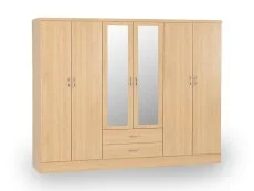 Seconique Seconique Nevada Sonoma Oak 6 Door 2 Drawer Mirrored Wardrobe