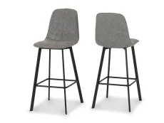 Seconique Seconique Quebec Set of 2 Grey Faux Leather Bar Stools