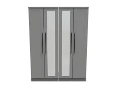 Welcome Welcome Beverley 4 Door Tall Mirrored Wardrobe (Assembled)