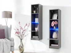 GFW GFW Galicia Grey Set of Two Tall Shelf Units with LED Lighting